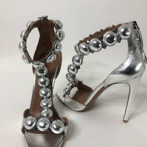 Alaia Bombe Silver T-strap sandals